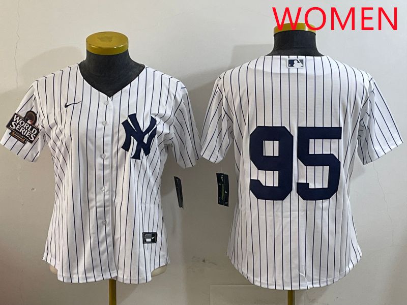 Women New York Yankees 95 No Name White Stripe Game 2025 Nike MLB Jersey style 3